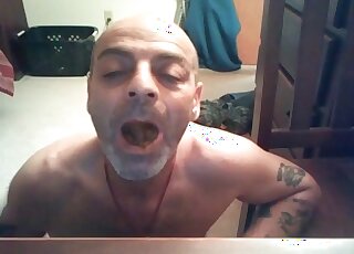 Older gentleman is ready to film his weird kink