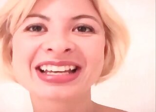 A blonde with big eyes becoming a scat star